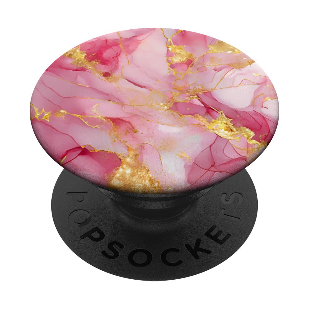 Pink Rose Gold Abstract Marble Print Design PopSockets Adhesive PopGrip