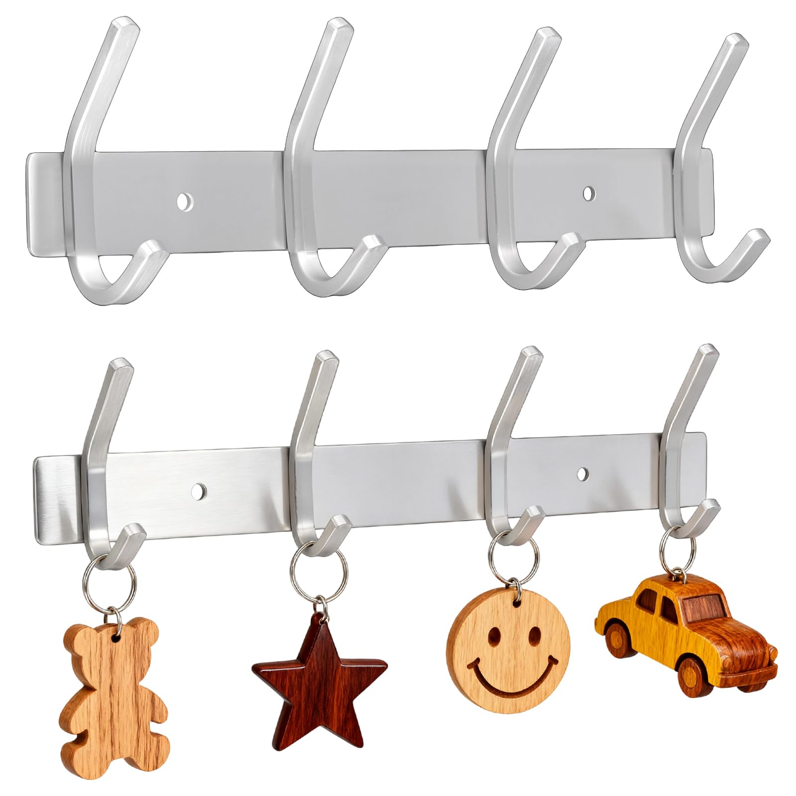 CHIHEUNG 2PCS Coat Hooks Wall Mounted, Stainless Steel Door Hooks