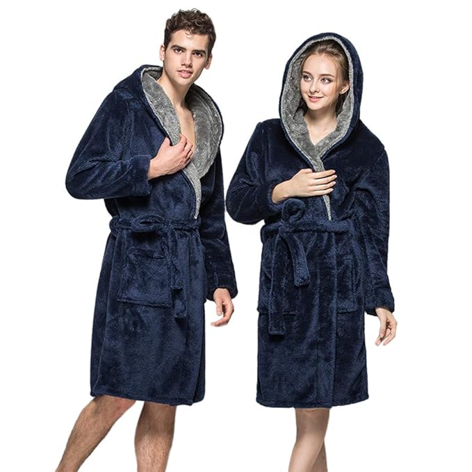 Besuse Unisex Bathrobe, Women Men Winter Plush Shawl Bathrobe Lengthen Thicken Home Clothes Robe Coat