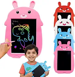 Lousa Mágica Infantil RGB Coelho | Cor Rosa, Tablet de Desenho e Escrita Digital | Leve, Portátil, Ecológica, com Caneta e Apagamento Automático | Exclusividade Izal®