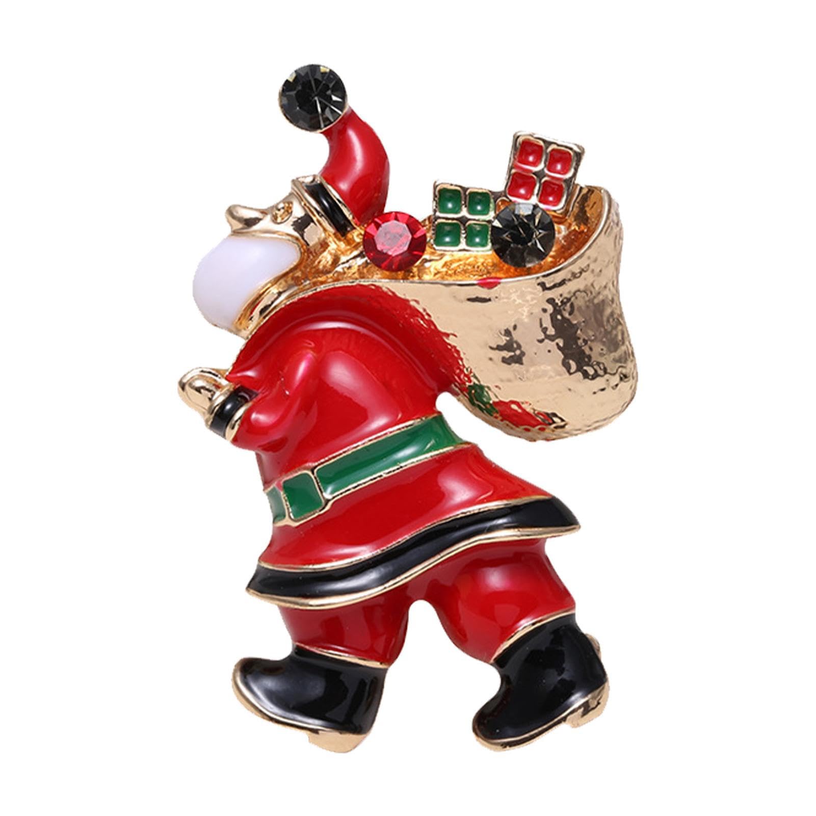 Pomurom Santa Brooch - Santa Design Vintage Rhinestone Pin,Women's Crystal Santa Design Brooch Pin Holiday Brooches For Women, Cute Design, Interesting Rhinestone Dotted