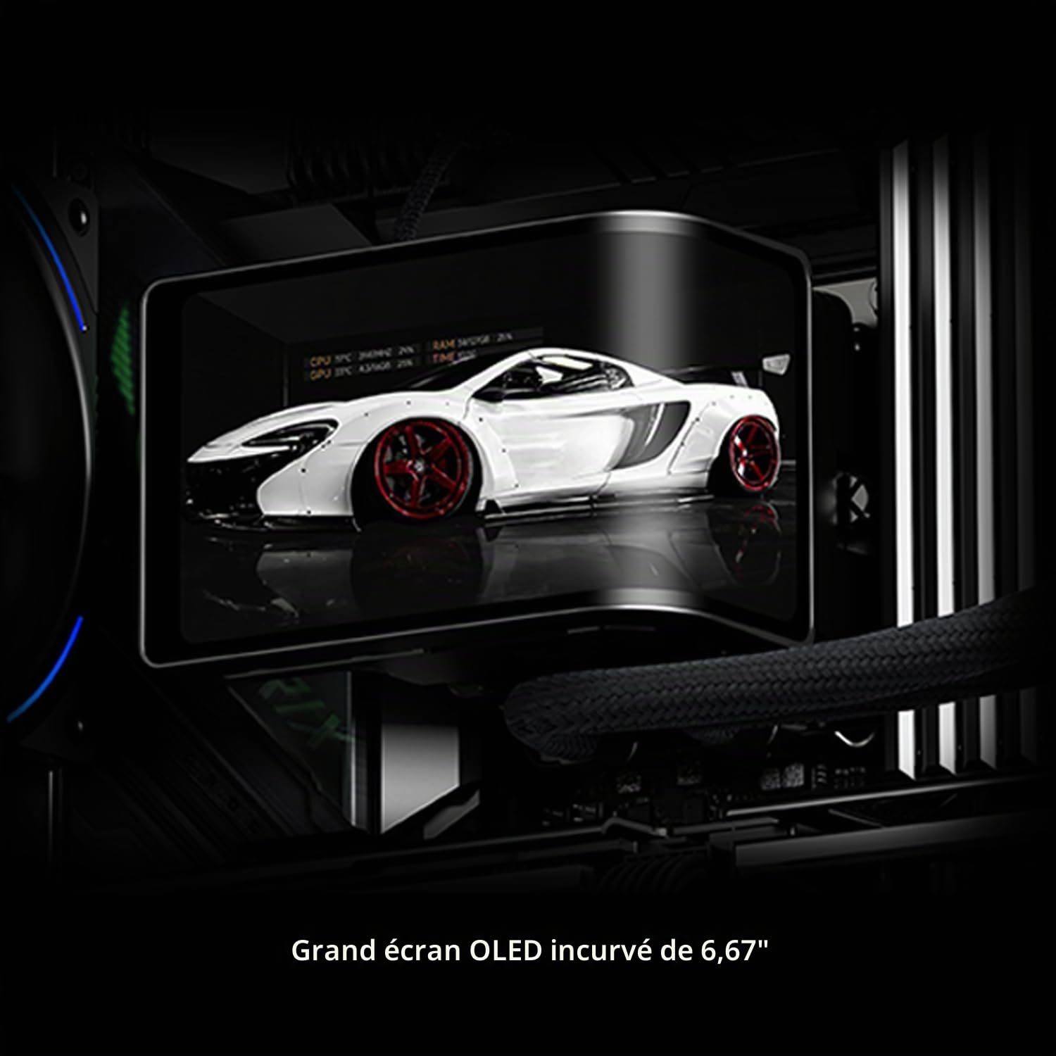 TR -Wonder Vision 360 TURBO ARGB Black AIO Refroidissement CPU, système de refroidissement étanche CPU, écran incurvé de 6,67 pouces avec résolution 2400x1080, pour AM4/AM5, LGA1851/1700, 7:3 rapport