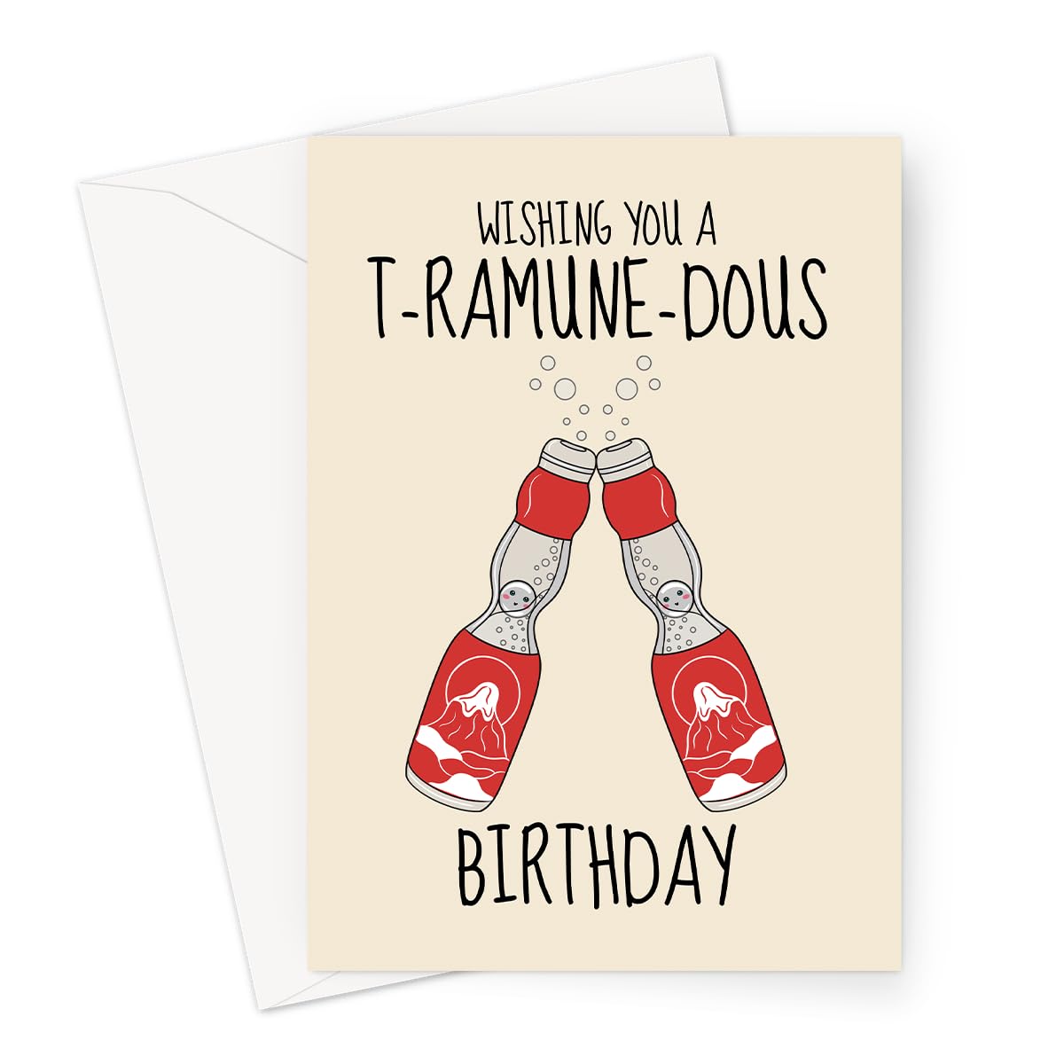 Funny Ramune Soda Birthday Card – Cute Japanese Drink Pun Card for Him, Her, Friends & Family – Blank Inside – Size A6 with Envelope