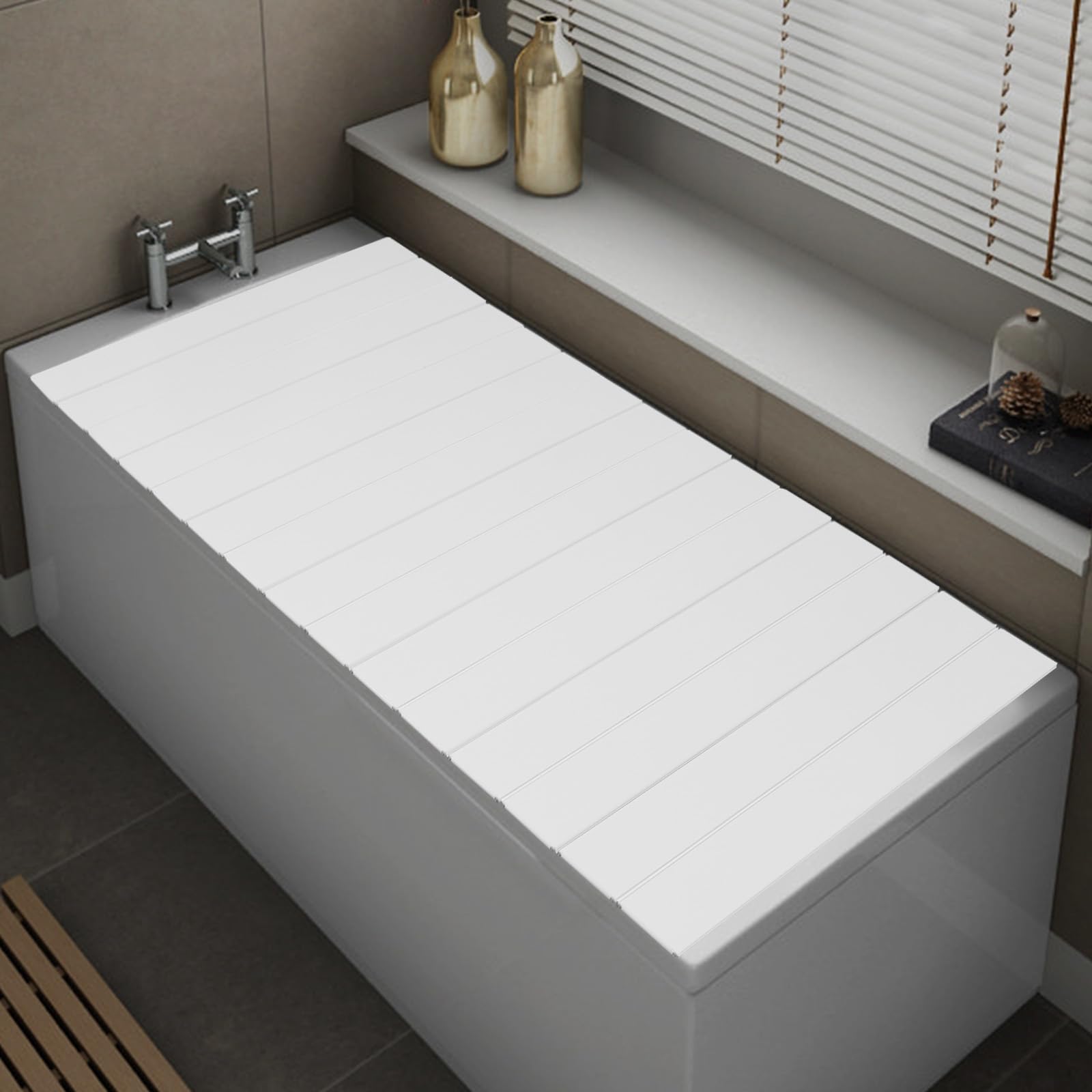 Badewannenabdeckung 160x70cm bis 5kg Belastbar Faltbare Staubdichte Badewannenabdeckungen Dämmplatte Badewannen Abdeckung 6.5mm für Badewannen, Fässern, Hotelbadewannen (Grau)