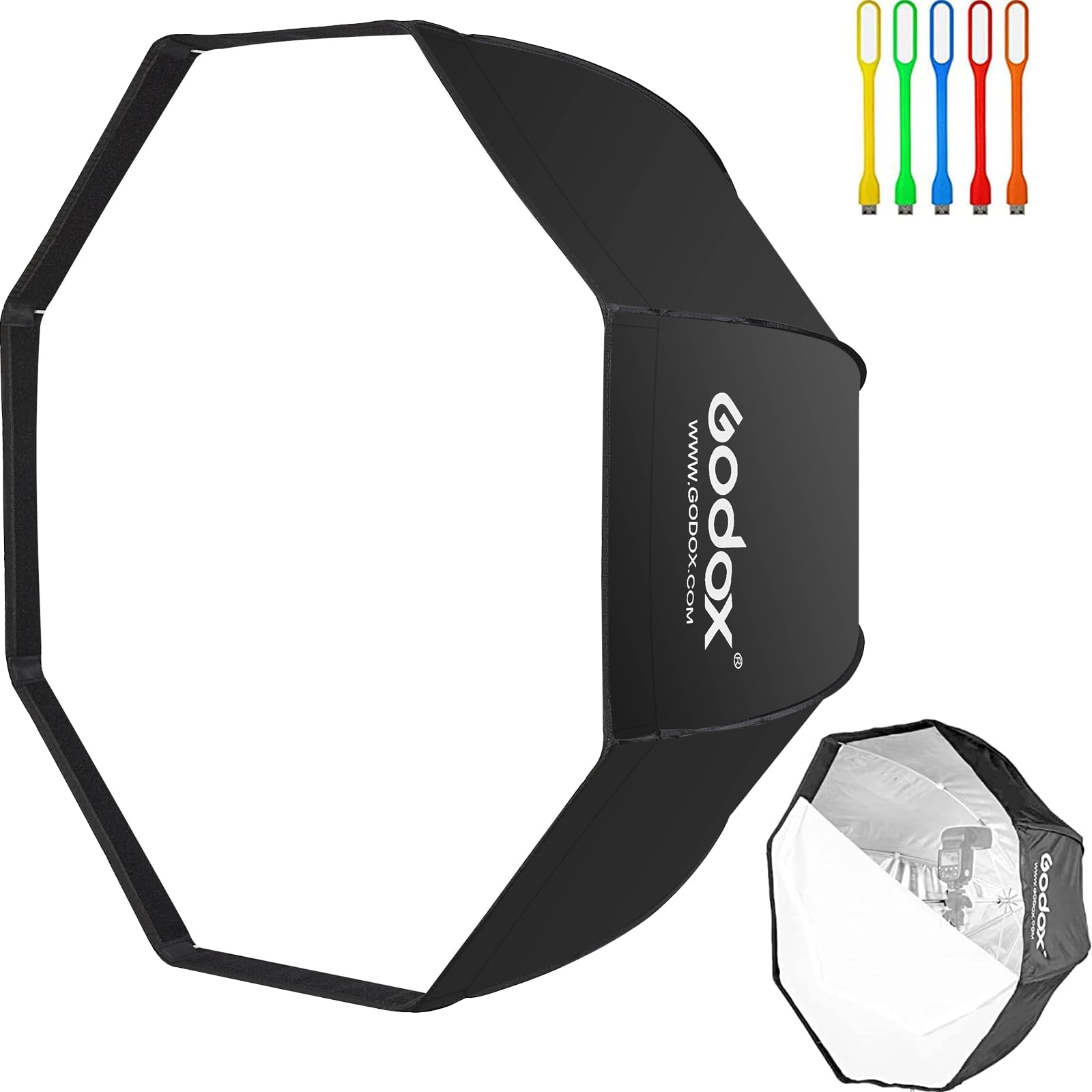 Godox SB-UBW 37.5" 95cm Umbrella Octagon Softbox Reflector Kit with Carrying Bag for Portrait or Product Photography with SUPON USB LED Lighting