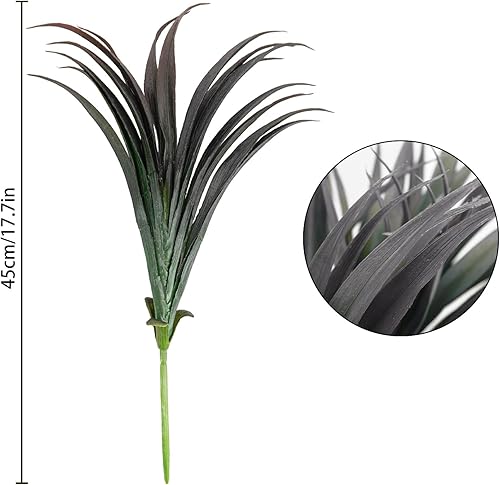 Miniatura 6 de Hierba artificial, 12 piezas de hierbas sintéticas para exteriores, plantas de plástico, vegetación, resistentes a los rayos UV, para exteriores,