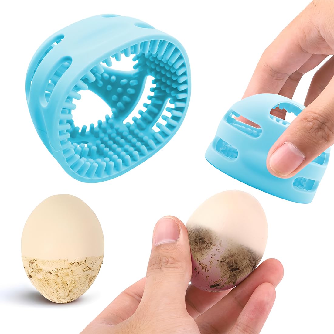 Cepillo Para Lavar Huevos De Silicona, Reutilizable, Elimina Eficazmente La Suciedad Sin DañAr La CáScara De Los Huevos, Para Pintar A Mano En Pascua, DecoracióN (Azul)