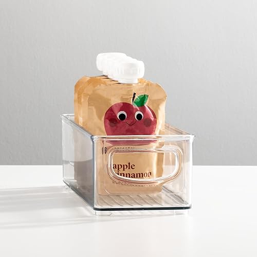 Miniatura 3 de mDesign Contenedor de plástico para almacenamiento de leche materna con asas, contenedor estrecho para refrigerador y congelador de 10 pulgadas de