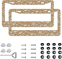 Vista 24 de 2 piezas Treat People with Kindness marcos para placa de matrícula, cubiertas y soportes de acero inoxidable con tapones de tornillo y juego