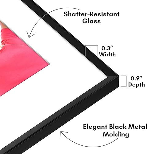 Miniatura 3 de Americanflat Portarretratos de aluminio de 12 x 16 pulgadas, color negro, se puede utilizar como marco de fotos de 9 x 12 pulgadas con paspartú o