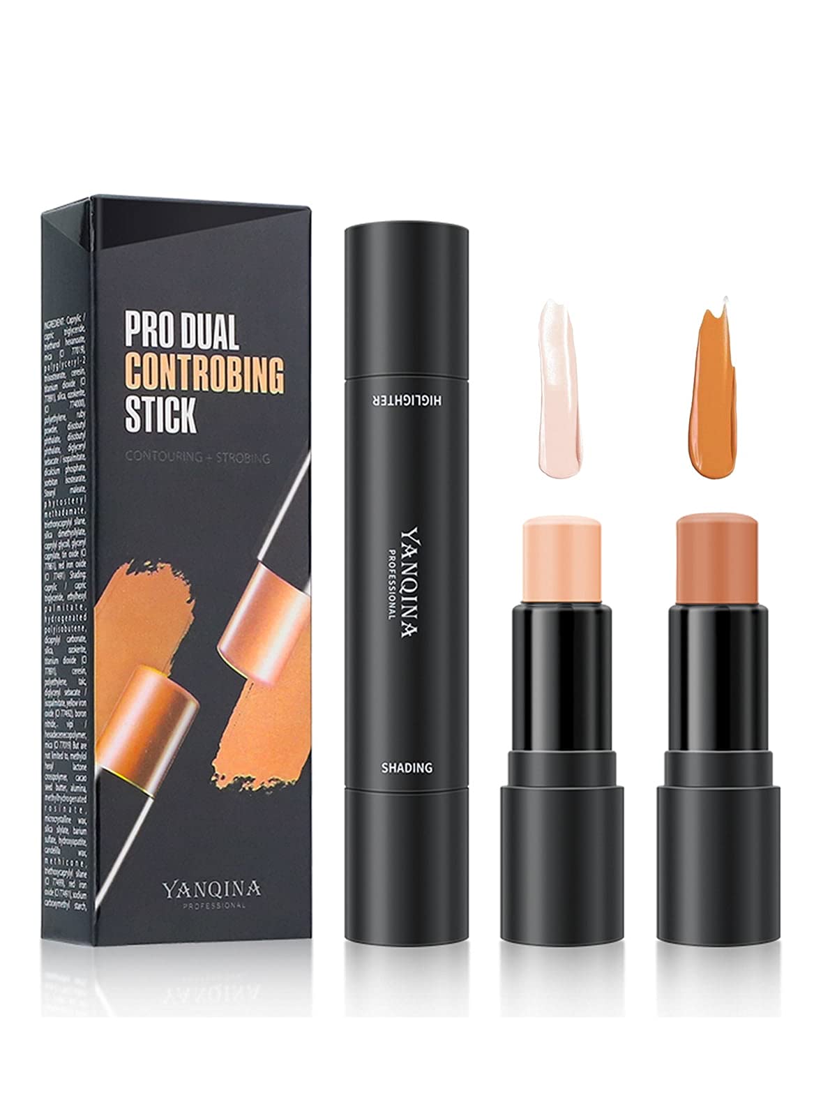 MIRORA Contour Stick, Concealer Contour, Shading Highlighter Stick for Makeup, 2 in 1 effect Face Cosmetics (2 Colors, Lotus Color, Light Brown)