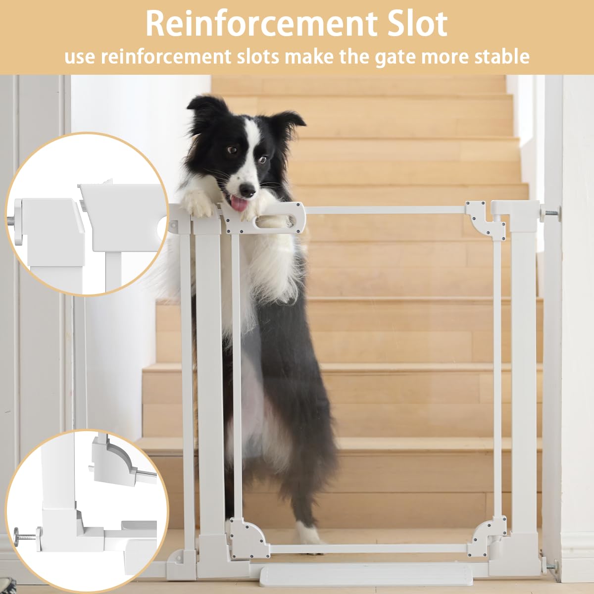 Xifamniy Puerta de escalera transparente para mascotas, puertas de escalera de 122 cm para puerta de escalera de bebé y niño, puertas de escalera para perros para Stufen und Gänge
