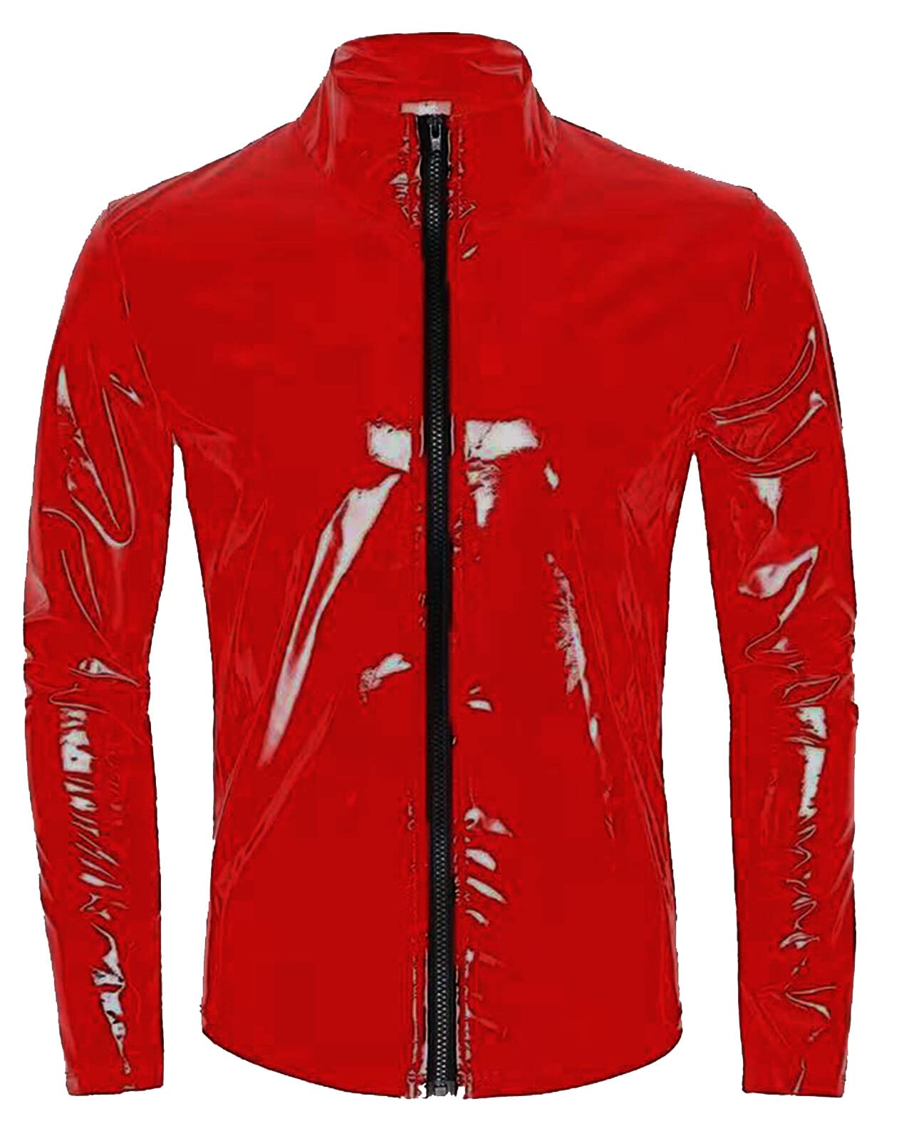 Panegy Men's Liquid Shiny Leather Shirt Jacket Slim Fit Wetlook Party Nightout Club 70s/80s Disco Blouse Tshirt