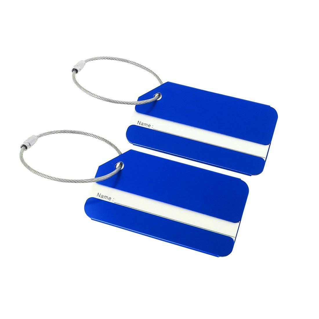 Uxcell Royal Blue Sourcingmap Luggage Tags,Metal Travel Tags Luggage Identifier Card Holder Name Address Id Labels For Baggage Suitcases,,2 Pack