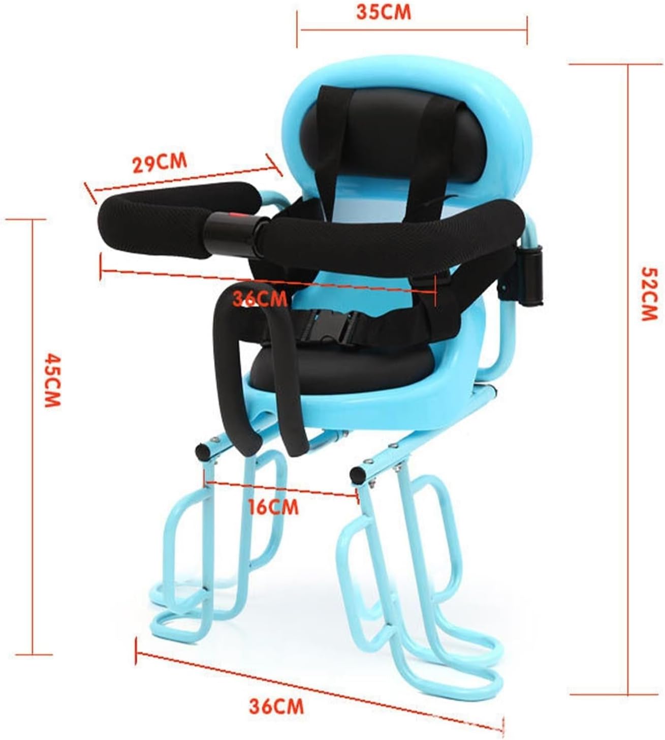 Bicycle Rear Child Seat Kids Bike Seat,Removable Thickened Cushion and Backrest,Four Point Safety Belt,with Guardrail and Pedals,for 6 Months to Years Old