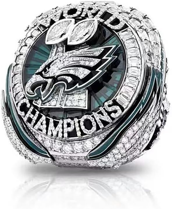 2025 World Championship Football Champions Replica Ring Trendy Accessory Durable Collectible Championship Gift For Eagles Fans Mens Fathers, Includes Wooden Box