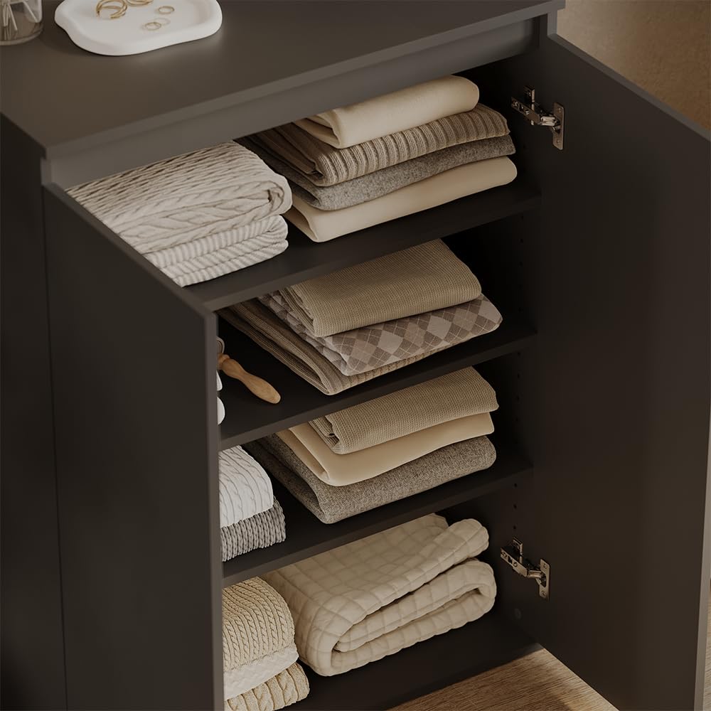 Vicco Cassettiera Claus, Antracite, 74 x 99.6 cm con 2 porte, per la conservazione di abbigliamento e oggetti per la casa