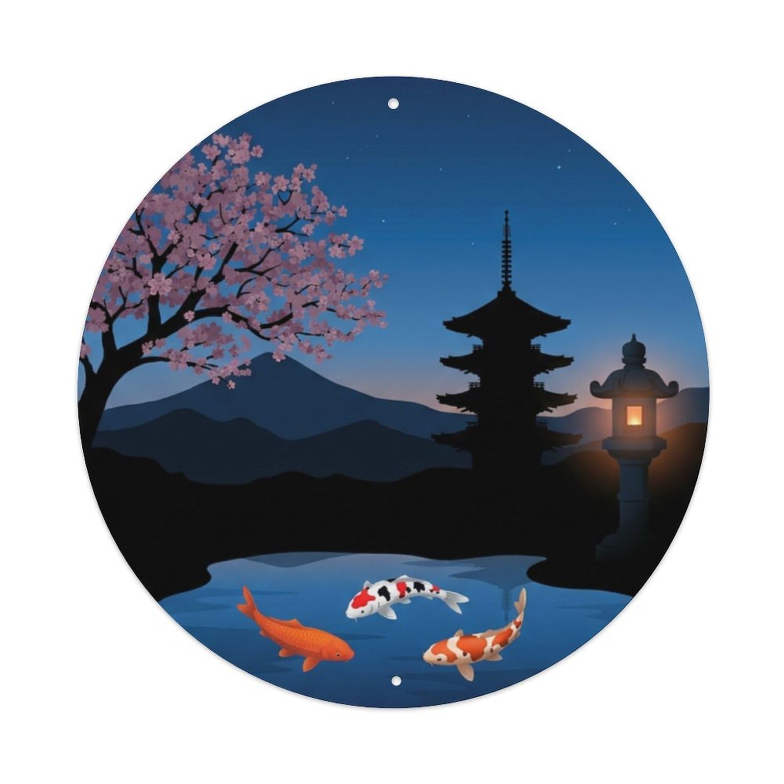 Galvaxio Style Japanese Koi Fish Blue Hour Twilight Deep 1 Metal Tin Sign