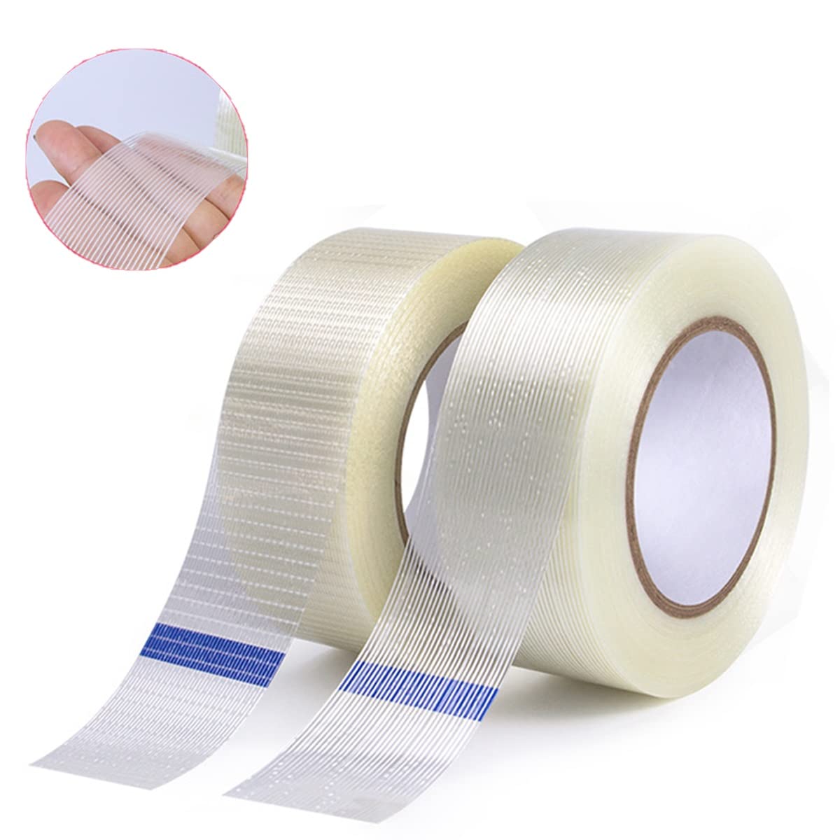 Unifizz Fiber Filament Tape 45MMx50M Transparent Tape Reinforced Packing Tapes Grid, 1 Roll - Image 3