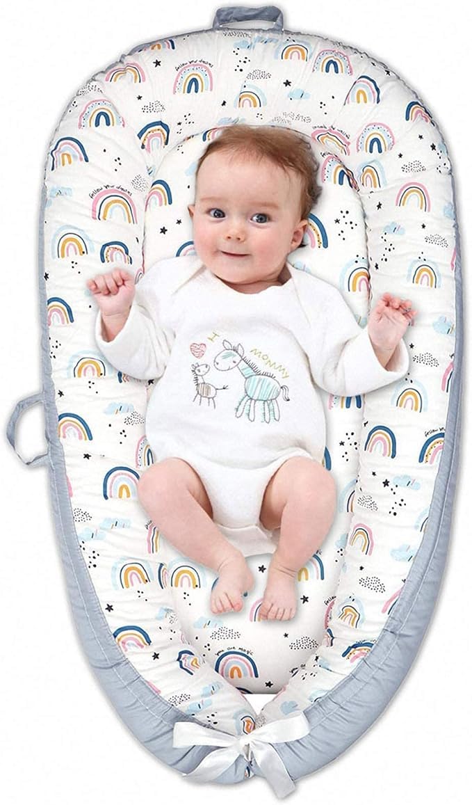 Baby Nest Lounger Cot Bed for Co Sleeping Portable Baby Bassinet Soft Breathable Newborn Lounger Perfect for Newborn Gift Napping Co-Sleeping and Traveling Soft Cotton from 0-18 Months
