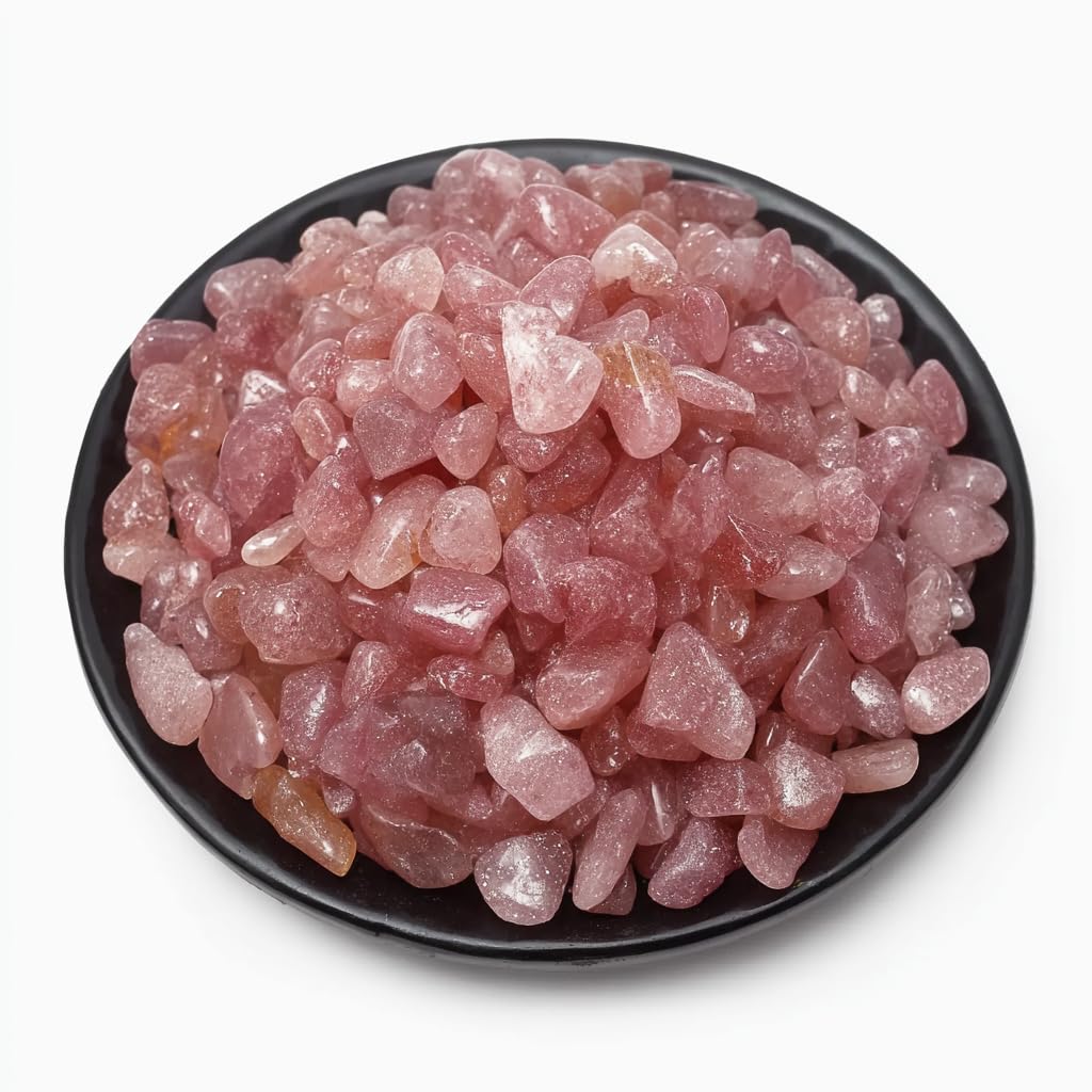 Polished Strawberry Quartz Crystal Chips 200 Pcs - 10 oz Tumbled Stone Chips Crushed Sea Glass Stones Healing Reiki Crystal Jewelry Making Home Decoration