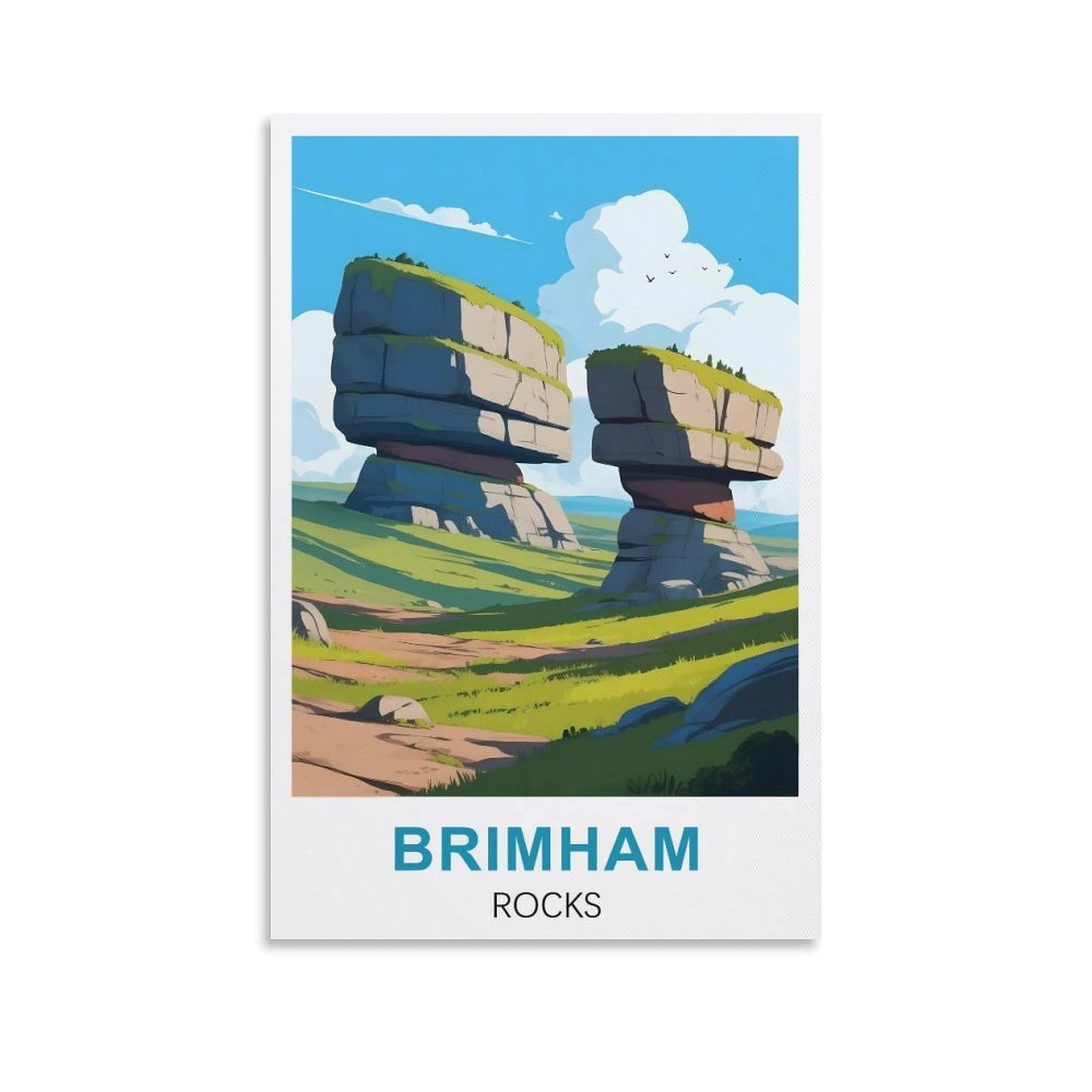 EZMLFA 5D Diamond Art Kits for Beginner,Brimham Rocks North Yorkshire,Diamond Art House DIY Diamond Art Kits for Home Wall Decor 30x40cm