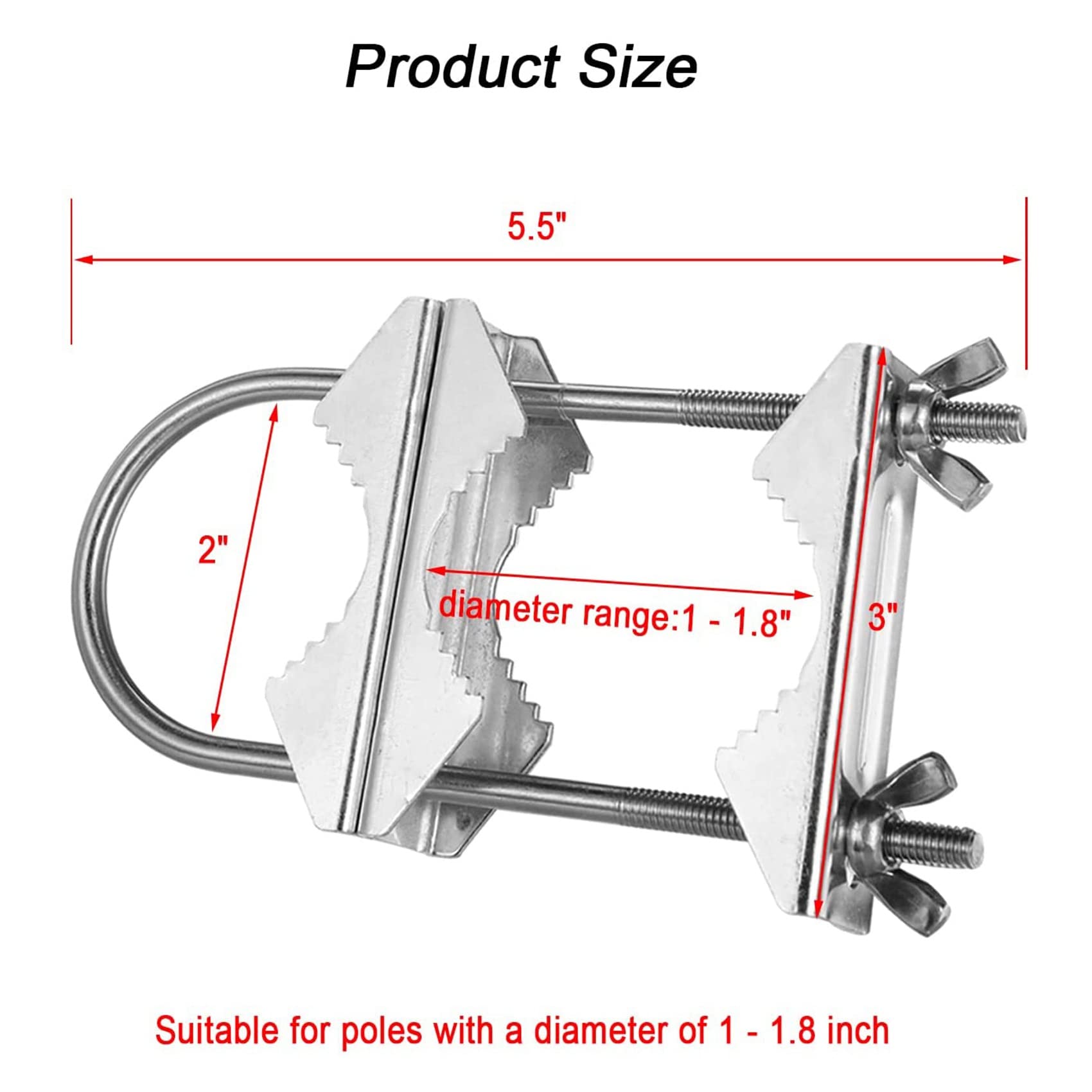 Doppel-Antennenmastklemmen-Set, Rostfrei – V-Backenblock Mit U-Schrauben, Für TV-, CB- & Ham-Antennen