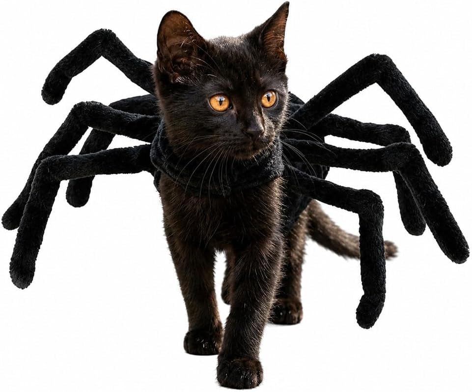 Cat Spider Costume, Halloween Spider Costume for Dogs & Cats, Adjustable Pet Outfit