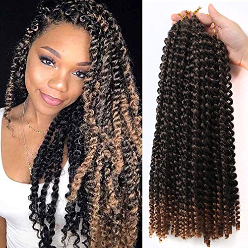 7 Packs Passion Twist Hair 18 Inch Water Wave Synthetic Braids for Passion Twist Crochet Braiding Hair Goddess Locs Long Bohemian Locs Hair (7packs, T27)