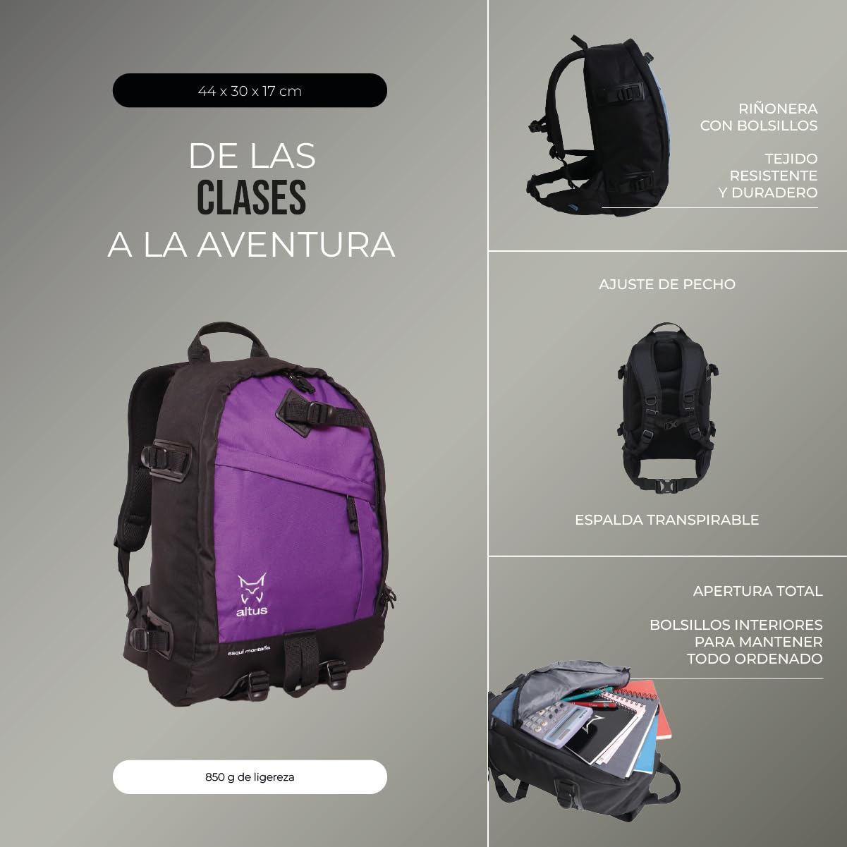 ALTUS Ski Berg G30 | 27 Liter | Cityrucksack | Schulrucksack | Laptop | Reisen | Wandern | Schule | Universität | Erwachsene | Unisex | für Damen und Herren