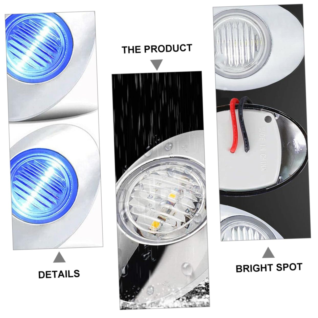 Luce di Coda per Barca a Forma Ellittica 3 LED 4 Pezzi 12v 0,6w Blu