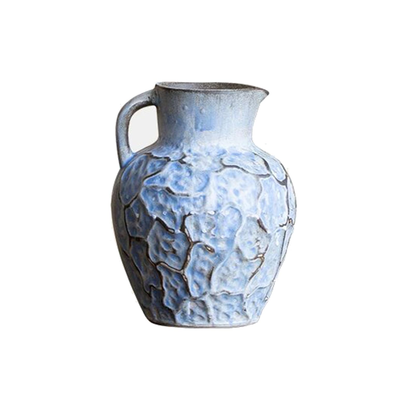 Nzzkoides Blue B Handmade Ceramic Vases, Creative Stoneware Vases With Handles, Ornaments For Living Room, Bedroom, Study, Entrance Hall, Hotel, Farmhouse(Size:22 * 22 * 25.5Cm,Color:blue B)