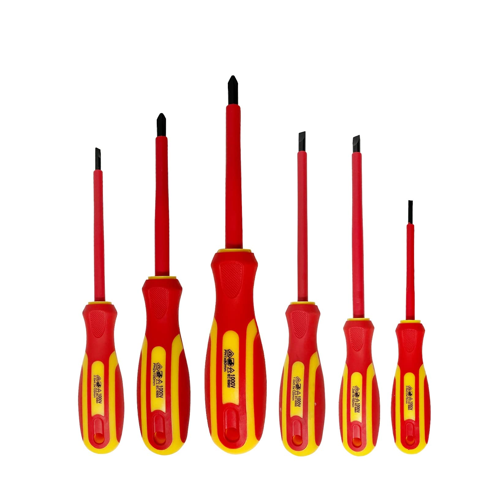 sunplux6-Piece 1000 Volts Insulated Screwdriver Set, Magnetic Tip Electrician Screwdriver Set, 4 Slotted and 2 Philips, with Plastic Supporter