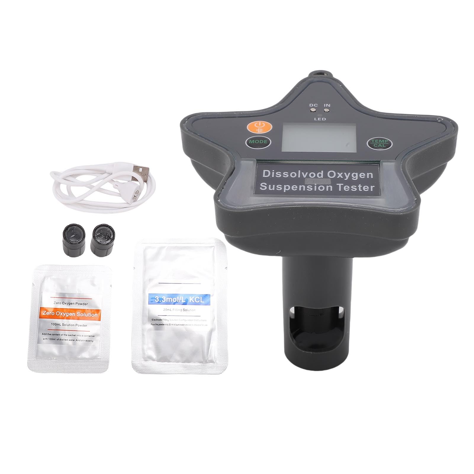 Fafeicy Medidor de Oxígeno Disuelto Registrador de Datos Probador de DO Portátil con Batería Recargable Bluetooth Compensación Automática de Temperatura para Acuicultura Monitoreo de la