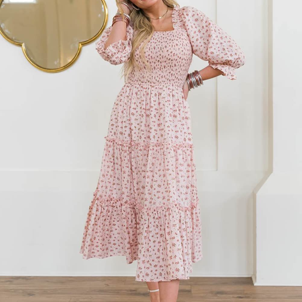 Madre e figlia, vestito da donna, ragazza, rete floreale, casual, estivo, per la famiglia, adatto per i genitori, per bambini, a linea, volant, matrimonio, vacanze, abito da festa