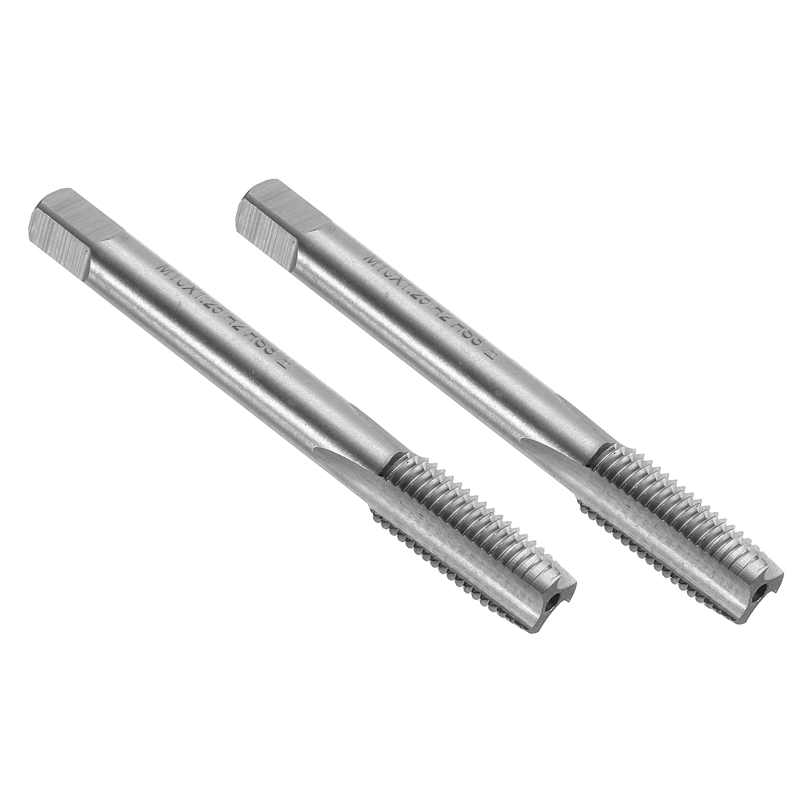 uxcell 2pcs Straight Flute Thread Tap, M10 x 1.25 Left Hand Metric Screw Threading Tapping Tool Thread Milling Machine Taps, High-Speed Steel 6542 (HSS 6542)