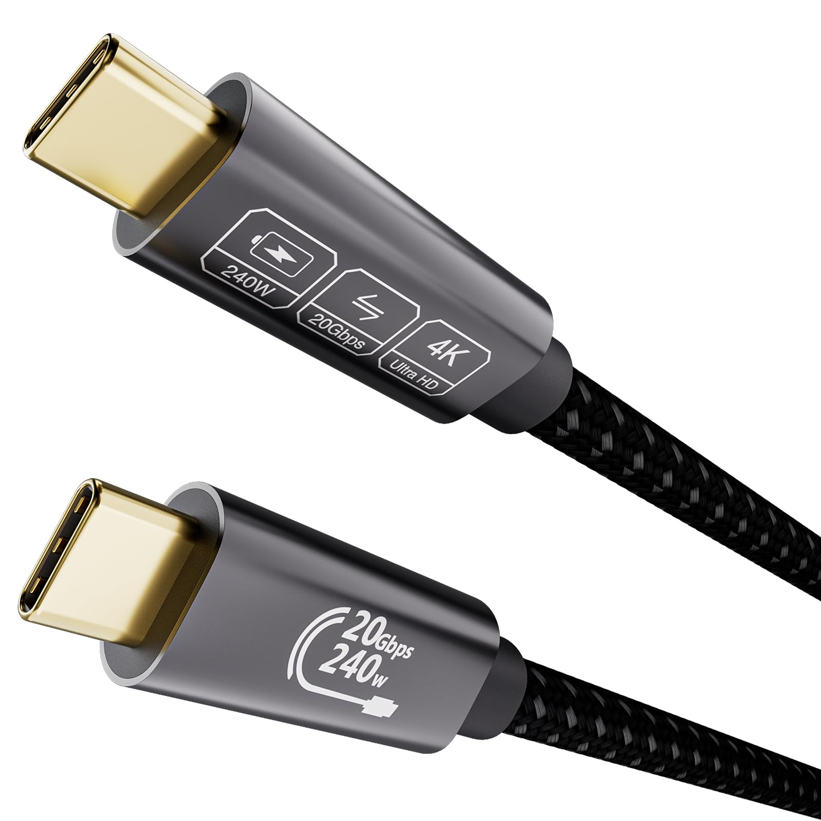 EUDOBEL USB C Kabel 240W 4K@144Hz 5K@60Hz, 20Gbps Datenkabel 0,5m, 3.2 Gen2 x 2 Ladekabel für Thunderbolt 4/3, iPhone 16/15, MacBook, Switch, Monitor, VR, SSD