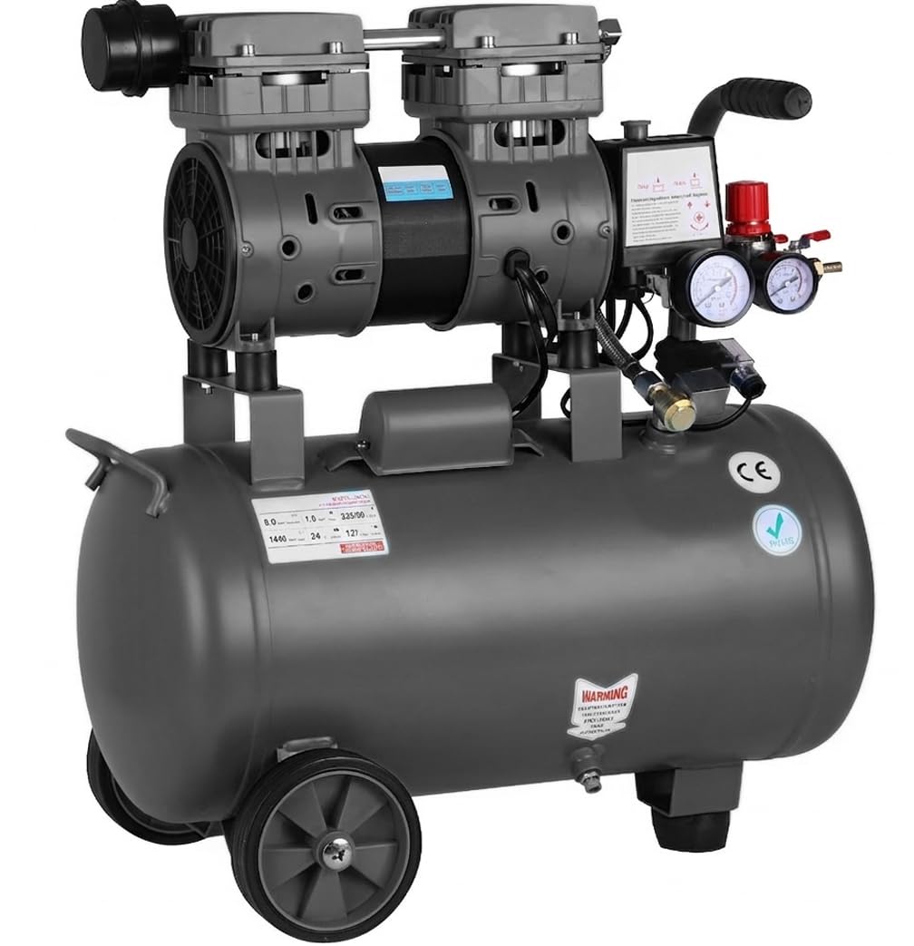 Compresor de aire profesional con certificado CE SILENCIOSO, 24 litros 750W 8 Bares