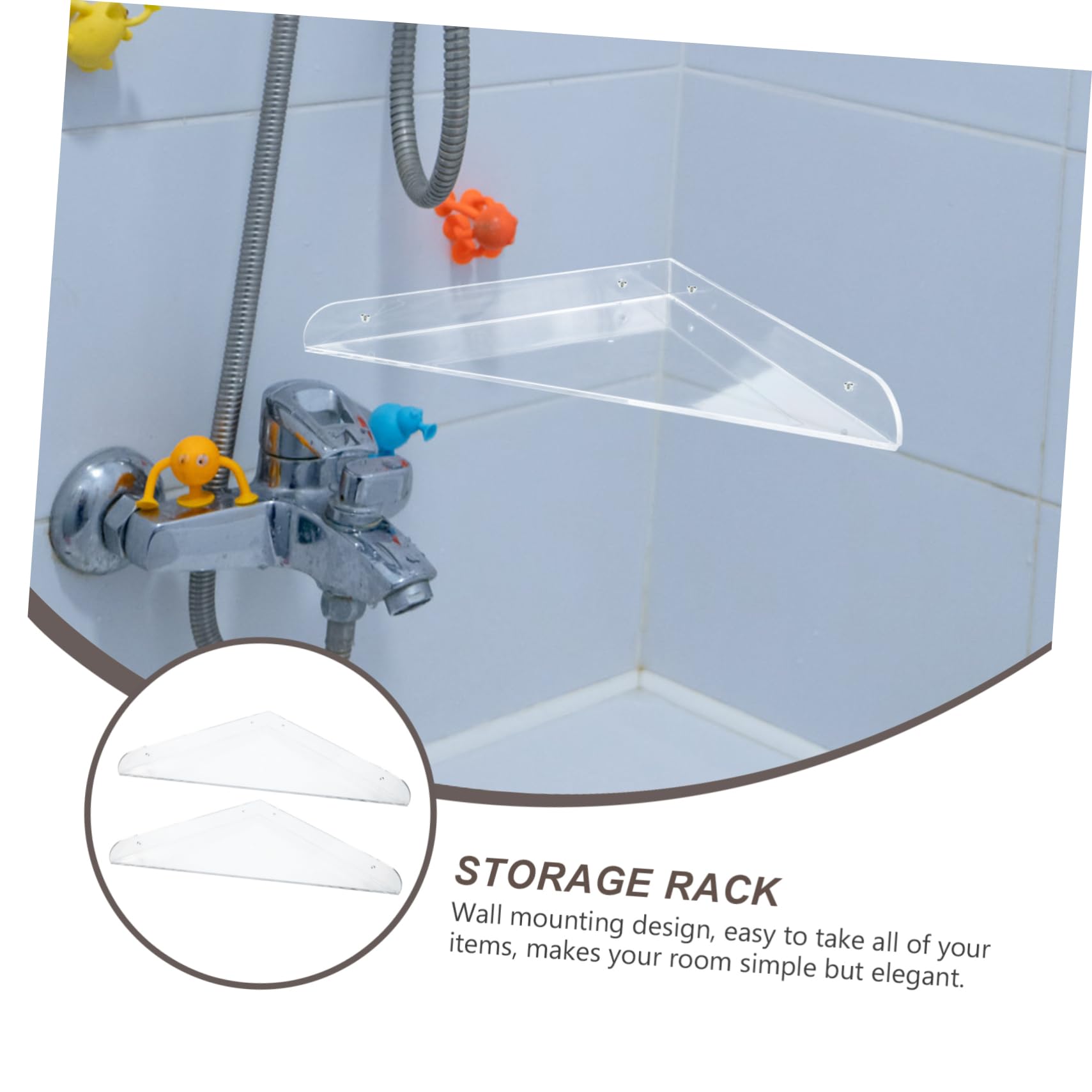 Estante de Esquina para Baño de Acrílico, 1 Juego, Montaje en Pared | Organizador Mural para Ducha, Diseño Triangular Transparente, Almacenamiento Práctico