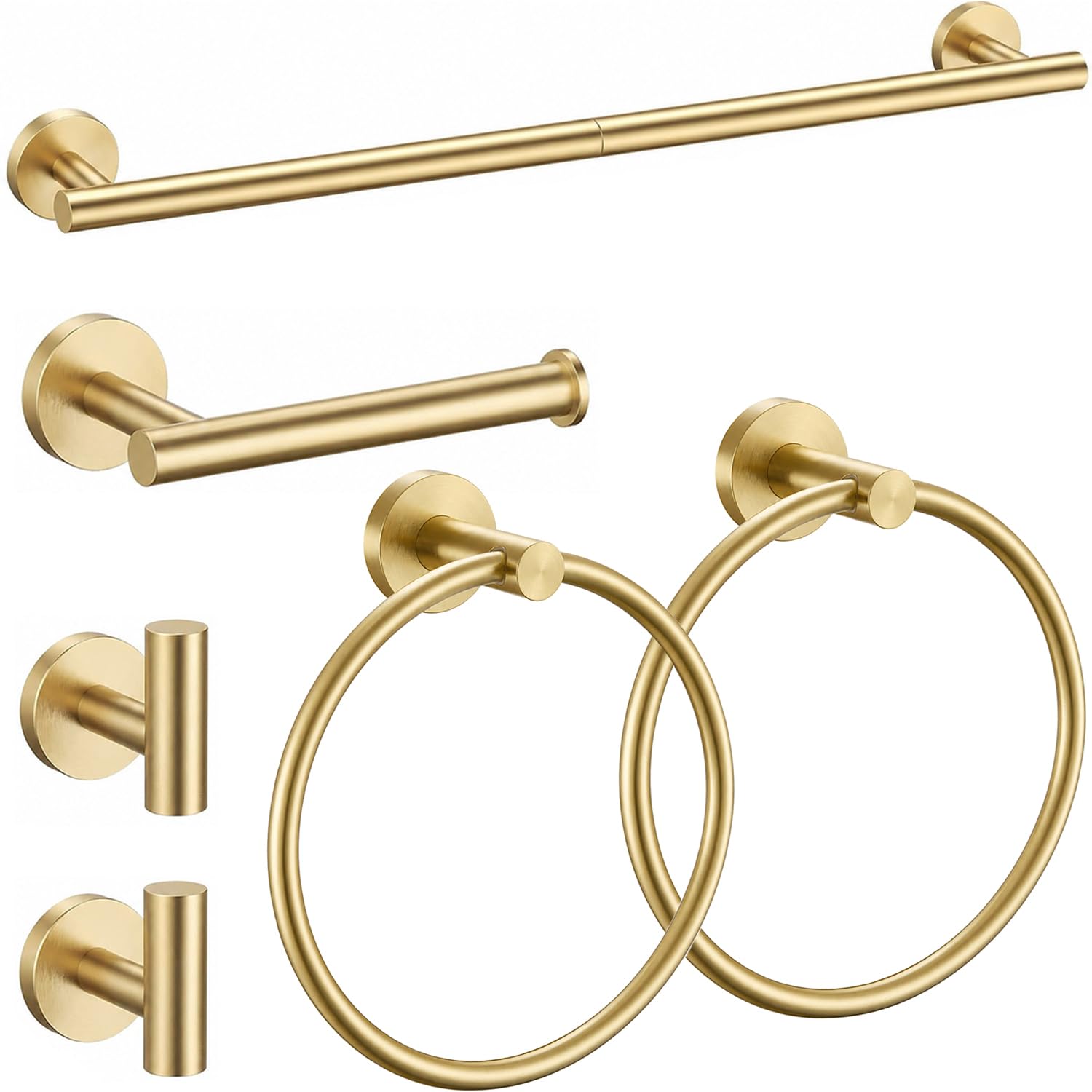 Brushed Gold Bathroom Accessories Set, 7 Pieces Gold Towel Bar Bathroom Hardware Set, 31.5 Inch Towel Racks for Bathroom, SUS304 Stainless Steel Bathroom Towel Holder Toilet Paper Holder Wall Mounted — Amazon image 8