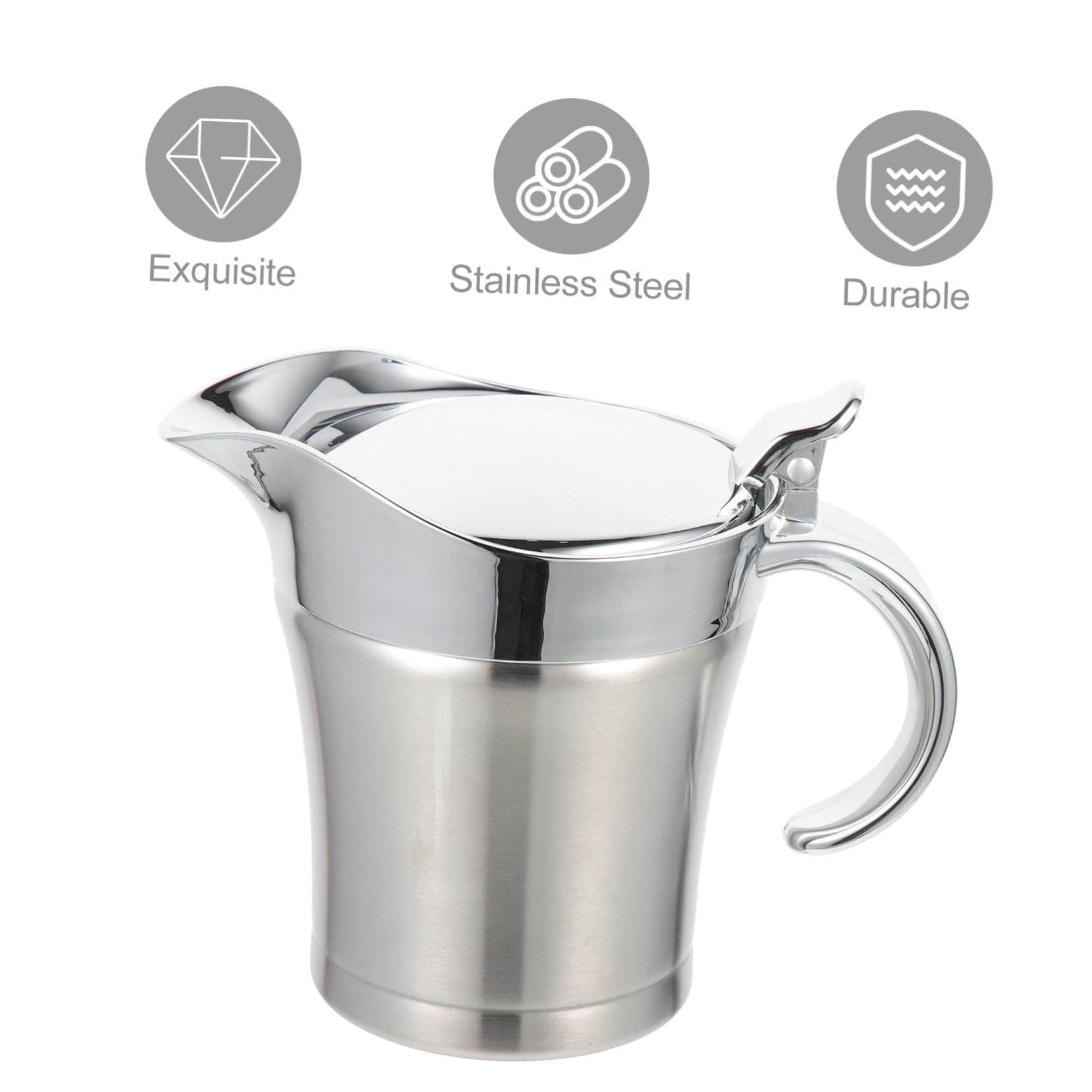 Salsera de Acero Inoxidable 304 de 500 Ml, Dispensador Anti-goteo para Salsa y Aderezos, Apto para Uso Doméstico y Servir en Mesa, Adecuado para Ensaladas y Condimentos
