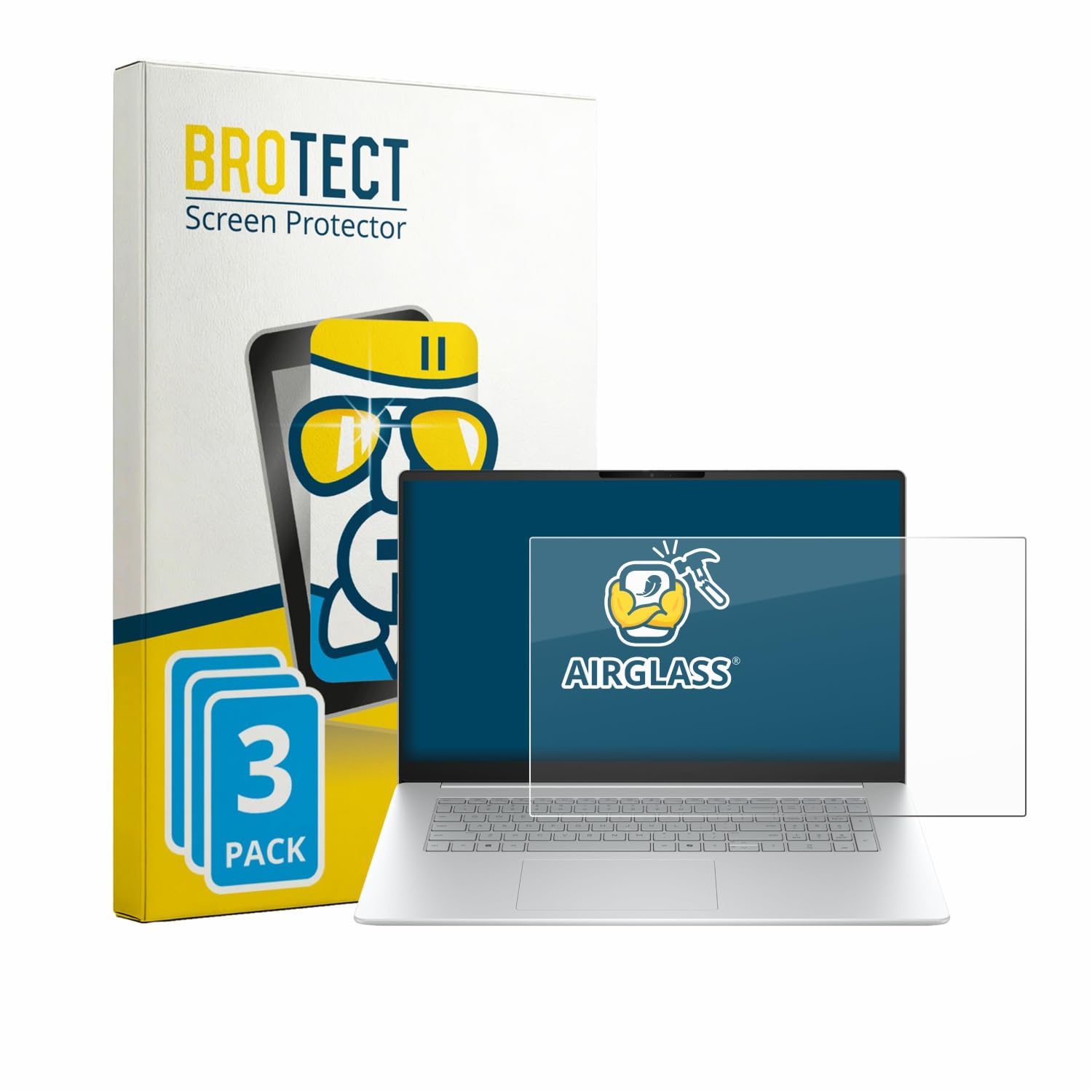 BROTECT 3 Unidades Lámina Cristales para HP OmniBook 3 17 17-dp0233ngx | Transparente Protección Pantalla Made in Germany, Dureza 9H Anti-Arañazos Protector Cristal