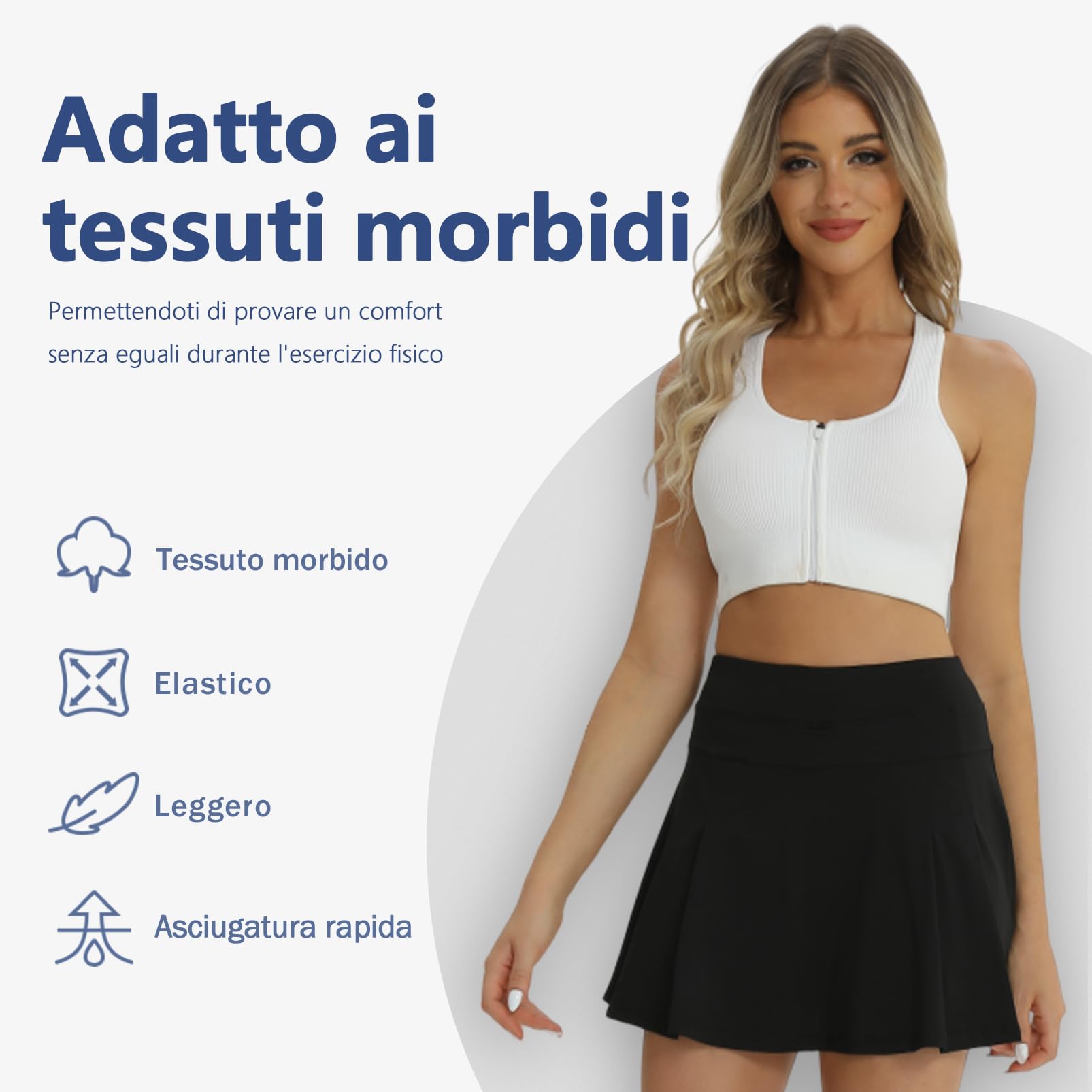 fuinloth Gonna Tennis Donna con Pantaloncini sotto Gonnellino Skort Sportive Pantaloncinocon con Tasche