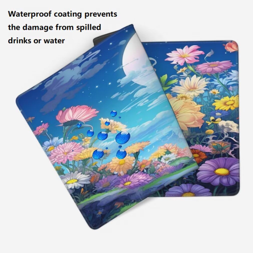 Tappetino Mouse XXL 1000x500mm Cielo Blu Grande Mouse Pad, Tappetino Scrivania Grande Mousepad Gaming con Bordi Cuciti, Tappeto Scrivania con Base Antiscivolo per Ufficio e Casa (Fiori) -MP1600