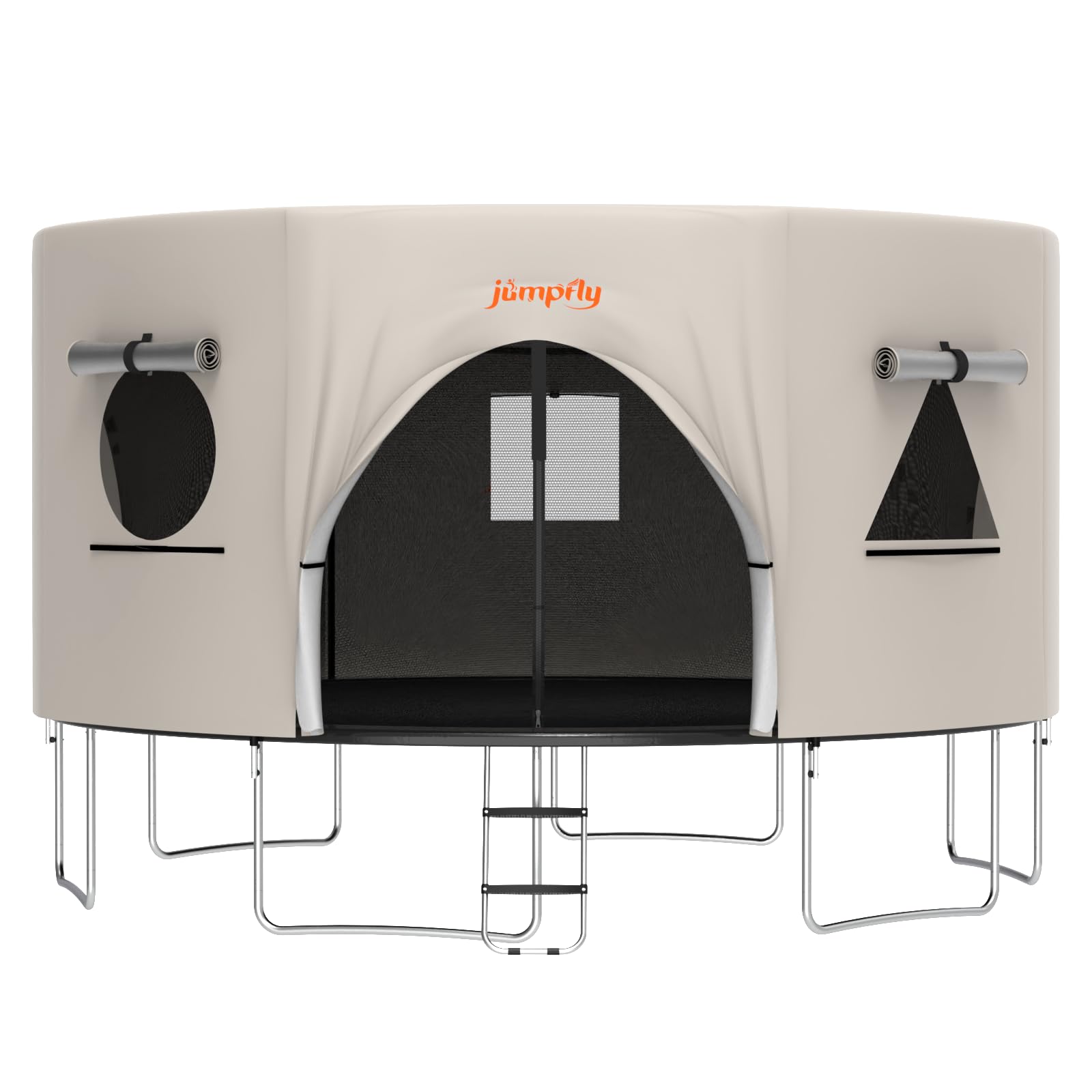 jumpfly 12FT Trampoline Tent for Kids,Fit for 8 Straight Poles Round Trampoline,Trampoline Shade Cover with LED Light,Outdoor Trampoline Accessories Canopy,Sunscreen Clubhouse,Anti-Tear,Camping,Sand