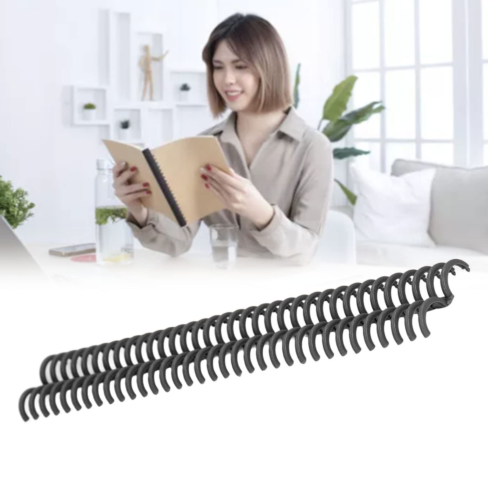 10 Pezzi Di Spine Per Rilegatura A Pettine 15 Mm 34 Fori In Plastica Nera Pettini Per Rilegatura A Fogli Sfusi 120 Fogli Di Capacità Per Libro Di Cancelleria Anello Per Quaderno Diario(Nero)