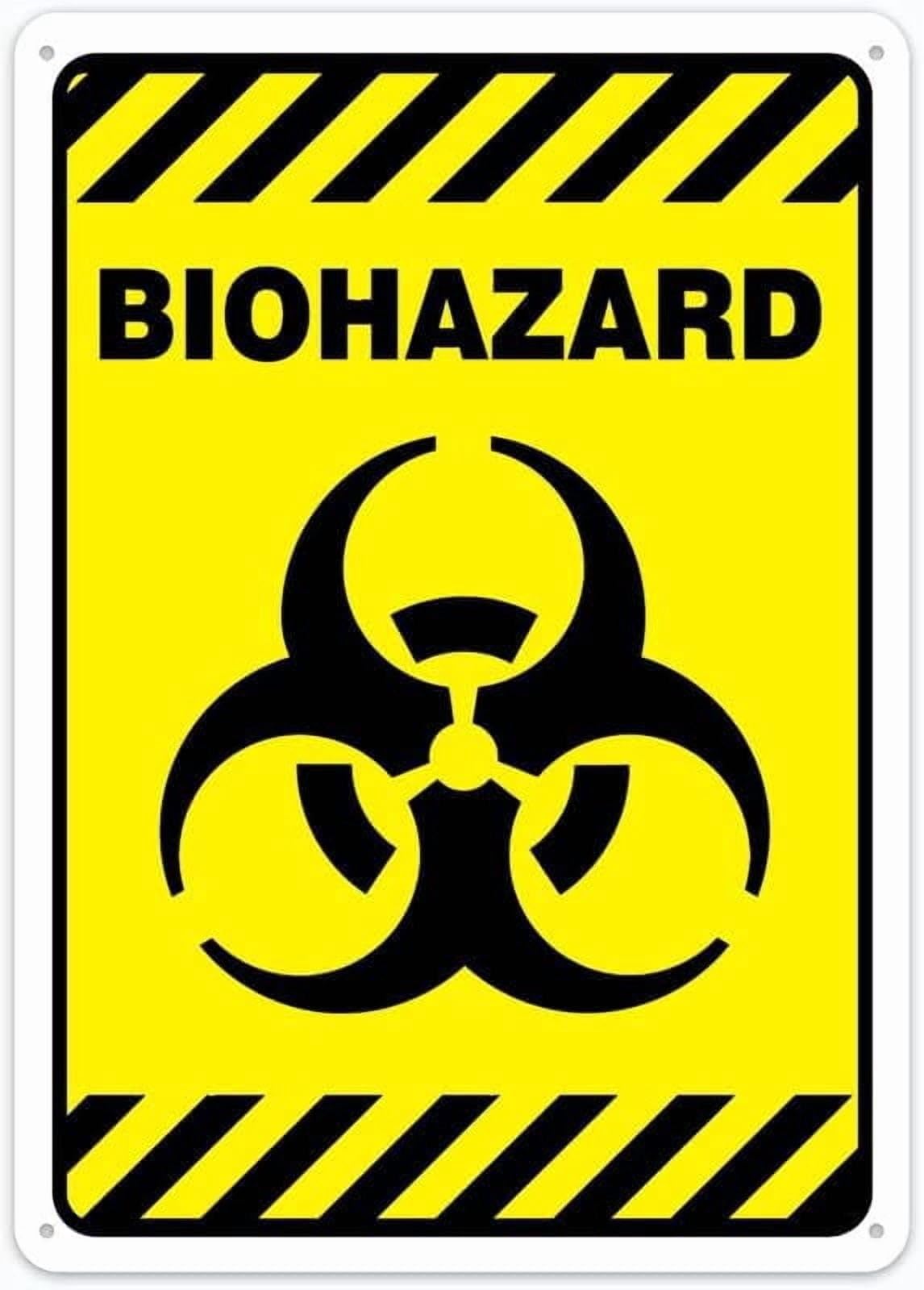 (2-Pack) Metal Tin Sign Biohazard Safety Sign Biohazard Symbol Sign Safety Restriction Alert Attention Caution Warning Notice 8"X12" Sign Plate