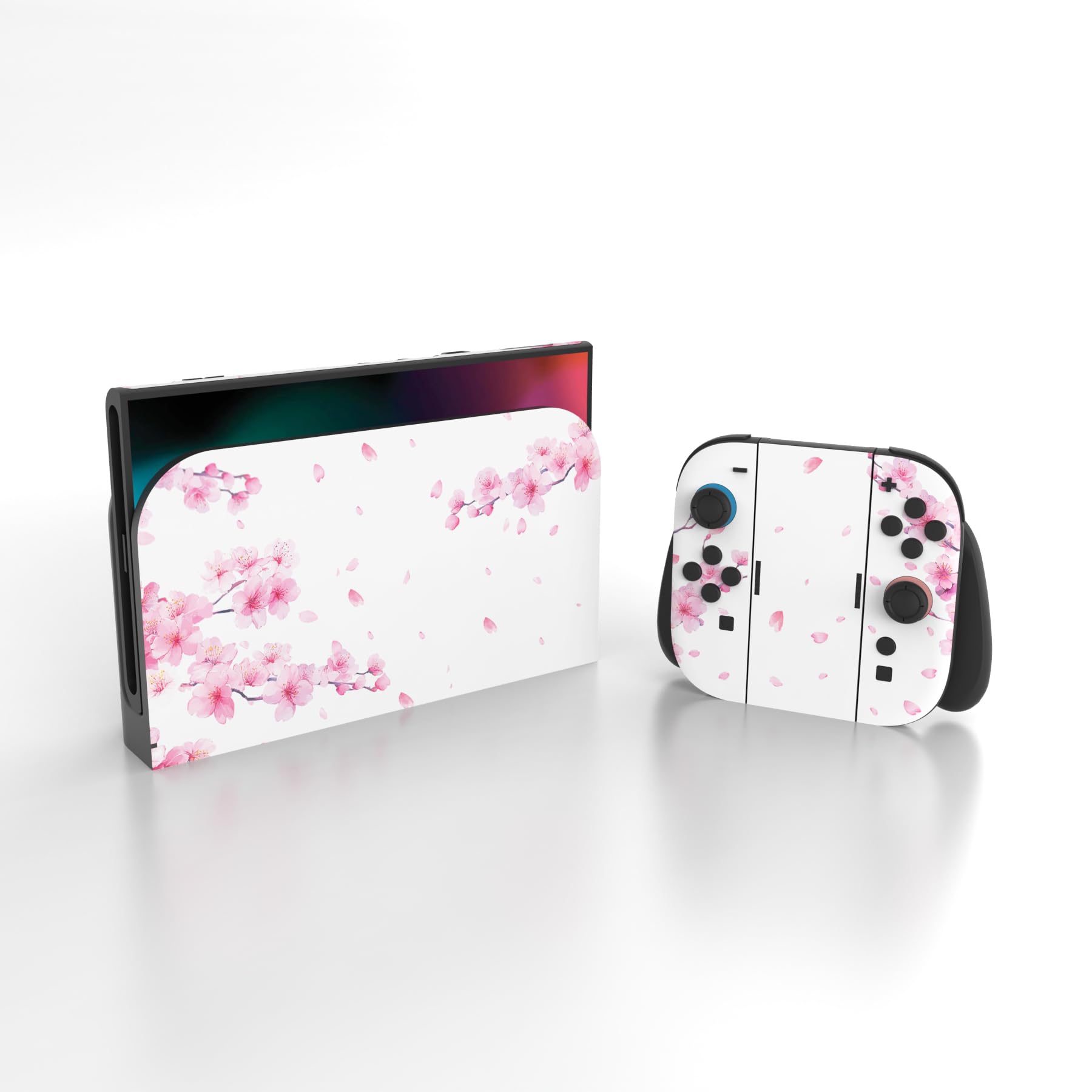 PlayVital Komplettschutz Folien-Set für Nintendo Switch 2 Konsole & Joy Con, Individuell gestaltete Vinyl-Aufkleber Zubehör für Nintendo Switch 2, Dock und Handgriffe – Cherry Blossoms Petals A - 4