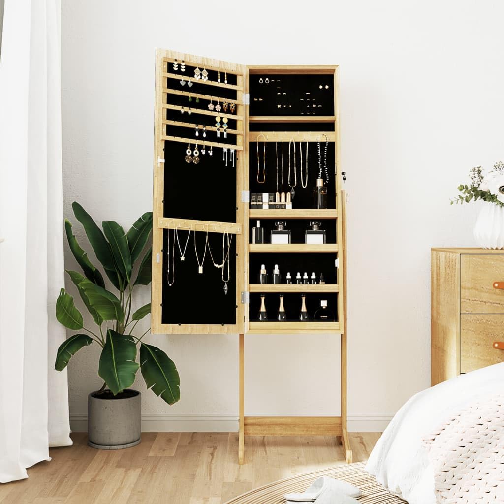 Mueble espejo joyero de pie con acabado elegante de 152 cm