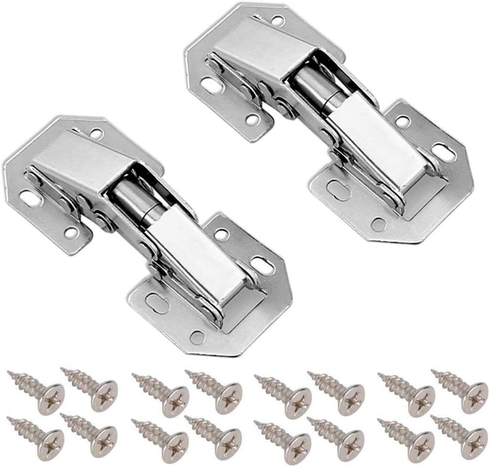 2Pcs 90 Degree Door Hinges Kitchen Cabinet Folding Hinge with Screws Soft Close Furniture Concealed Hinge for Inset Cupboard, Wardrobe Doors